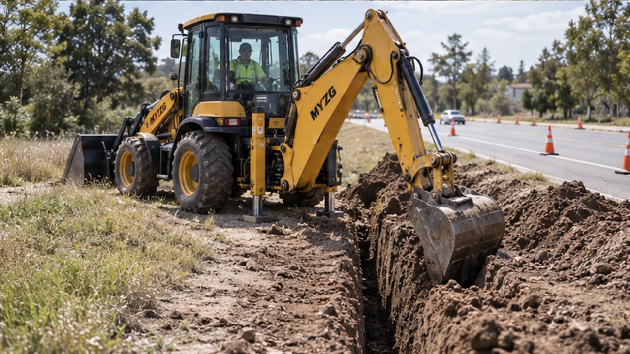 Backhoe Loader Case: Rear Boom Slowly Swings Away from the Trench - backhoe loader 4