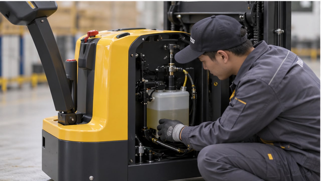 Electric Pallet Stacker Case: Slow Lifting Caused by Hydraulic Oil Aeration - electric pallet stacker 3