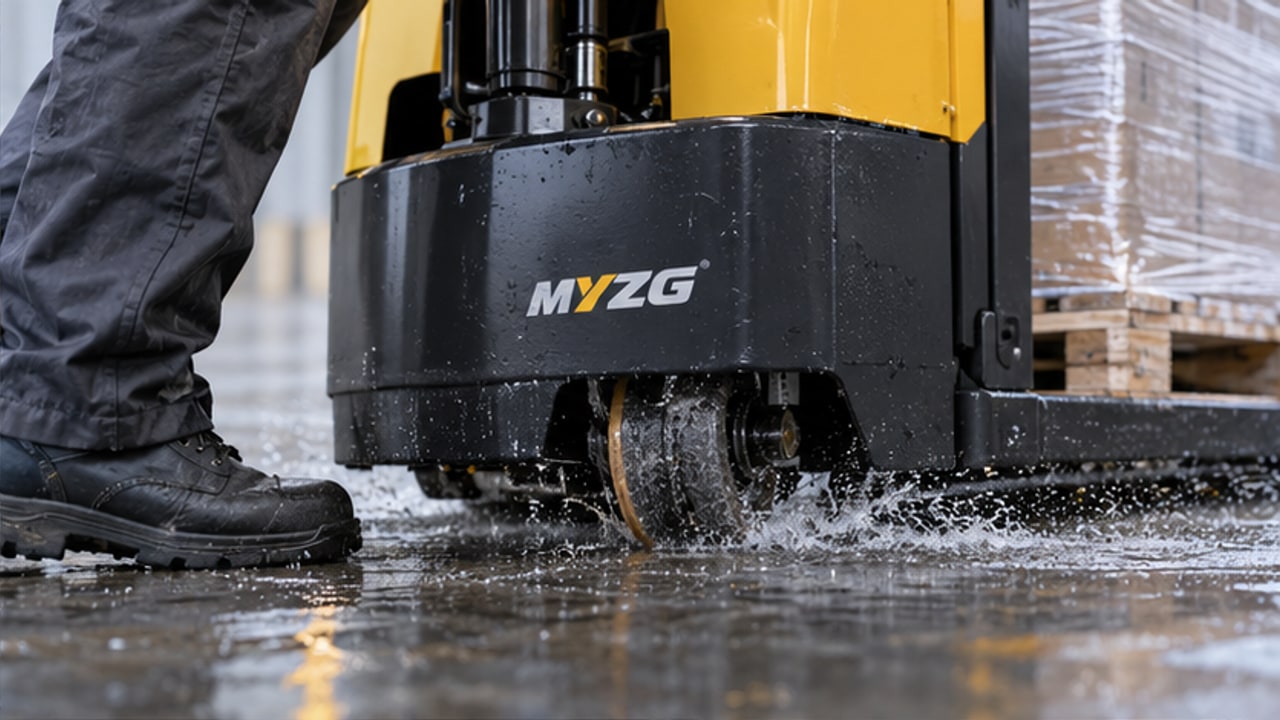 Why Does an Electric Pallet Truck Drive Wheel Slip on a Wet Loading Dock? - electric pallet truck 2