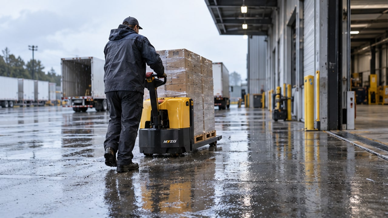 Why Does an Electric Pallet Truck Drive Wheel Slip on a Wet Loading Dock? - electric pallet truck 1