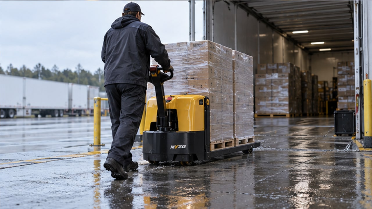 Why Does an Electric Pallet Truck Drive Wheel Slip on a Wet Loading Dock? - electric pallet truck 4