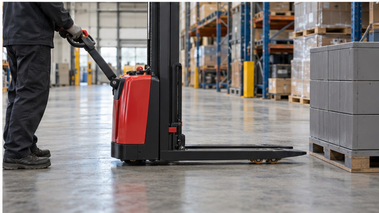 Electric Pallet Stacker Case: Fork Tips Touch the Floor Before Load Wheels - electric pallet stacker 4