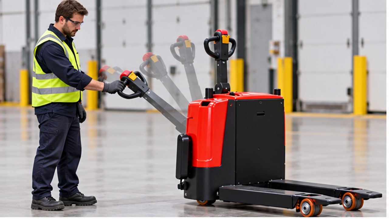 Why Does an Electric Pallet Truck Creep With the Tiller Upright? A Brake Switch Test Case - electric pallet truck 1