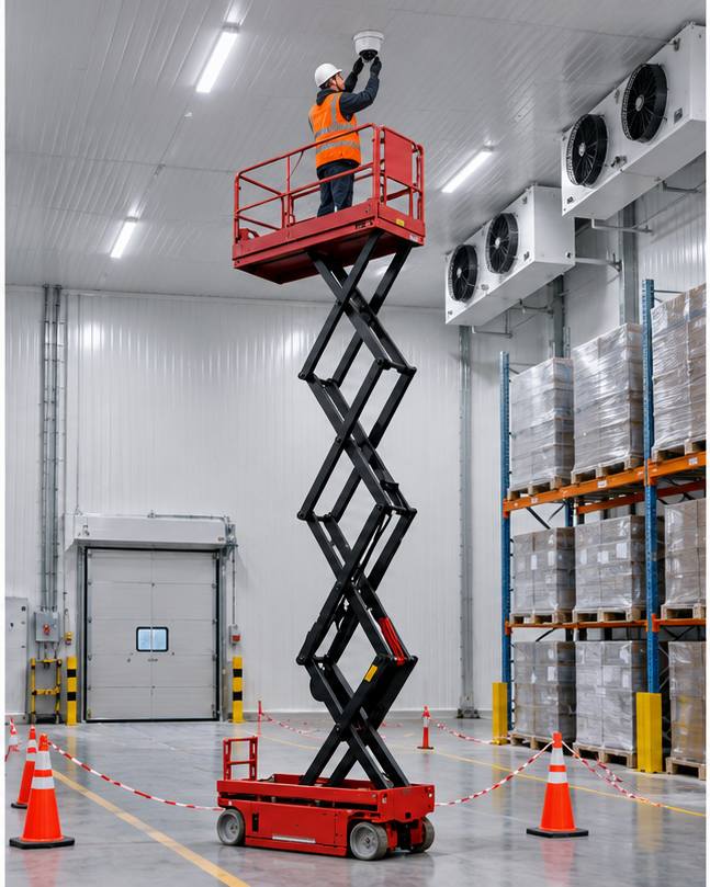 ZGFORKLIFT / MYZG Электрическая мобильная ножничная платформа — Работы на доке, в холодильнике и терминале workplace scene 2