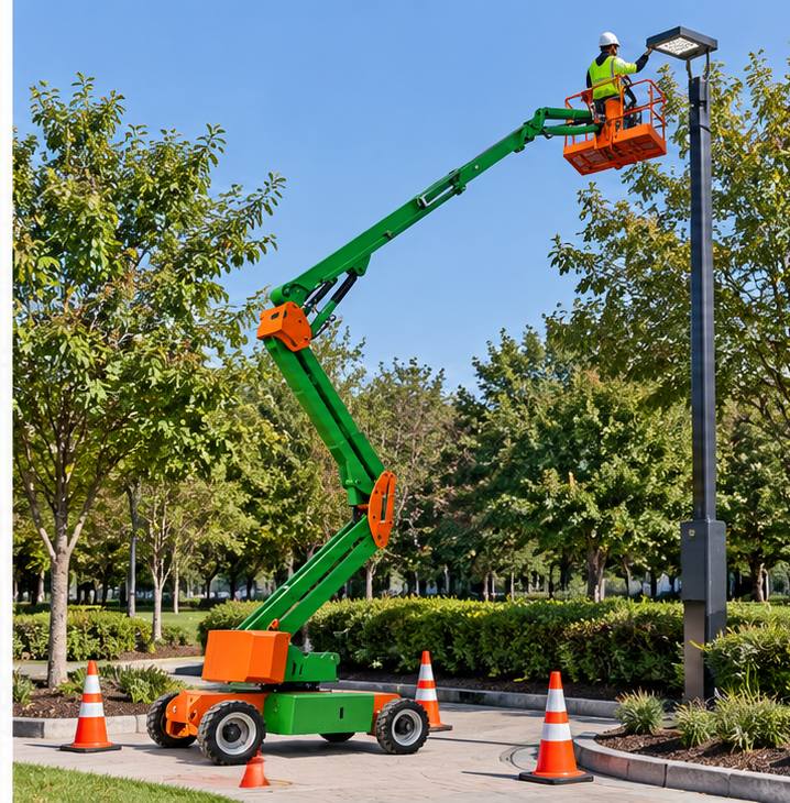 ZGFORKLIFT / MYZG Коленчатый подъемник ZG-QB16 — Доступ к трубопроводам, навесам и парковому освещению workplace scene 3