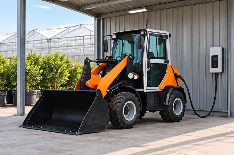 ZGLOADER electric wheel loader in a greenhouse access and material-handling scene 4