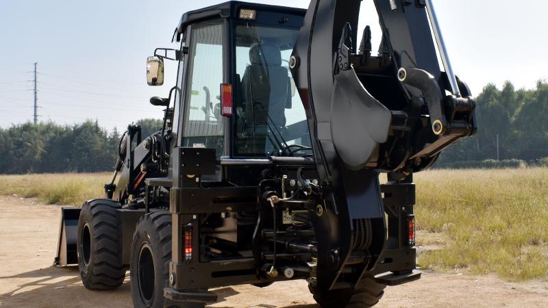 What is the standard digging depth of a typical backhoe loader?
