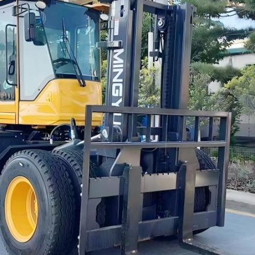 How fast can a rough terrain forklift travel?