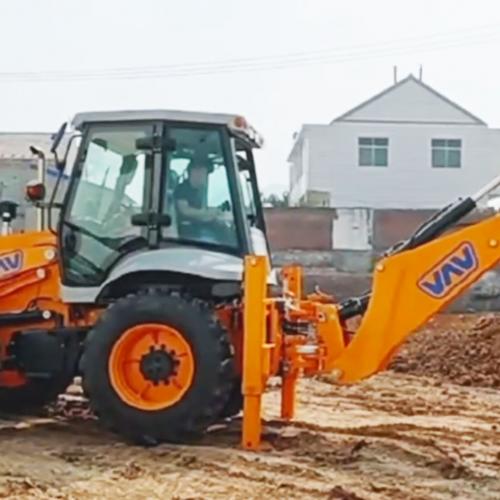 What safety precautions should be taken when operating a backhoe?