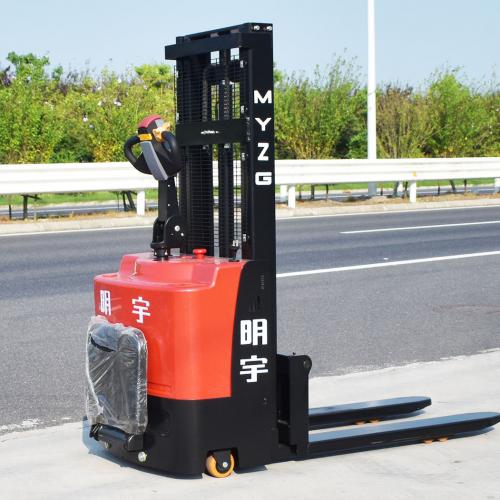 What are the key safety features to look for in a pedestrian stacker?